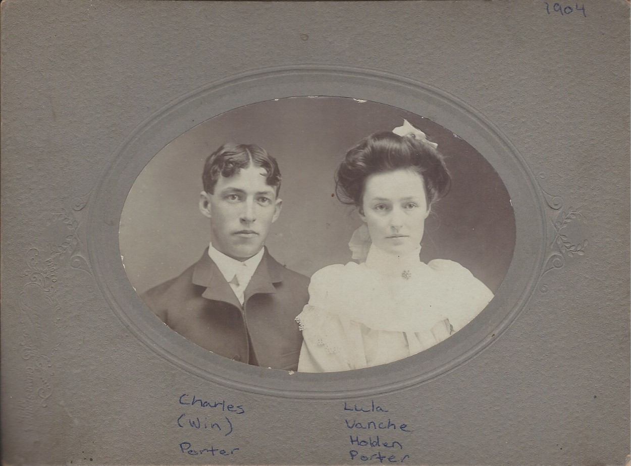 Matted black and white photograph of Charles and Lula Porter.